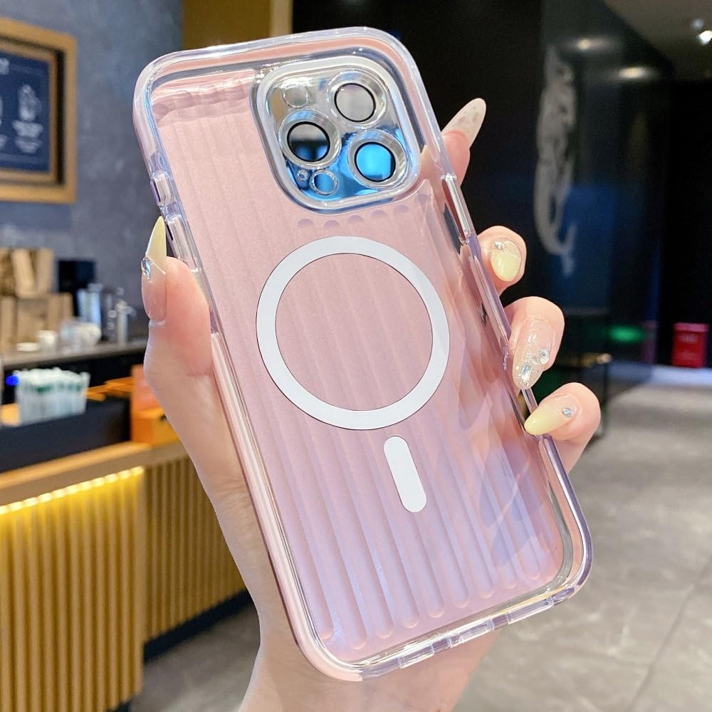 Etui magnetyczne z 3D paskiem do iPhone'a 14, 15, 16 Pro Max, z ładowaniem bezprzewodowym i wstrząsoodpornym zderzakiem, szare, do iPhone'a 15 Pro Max