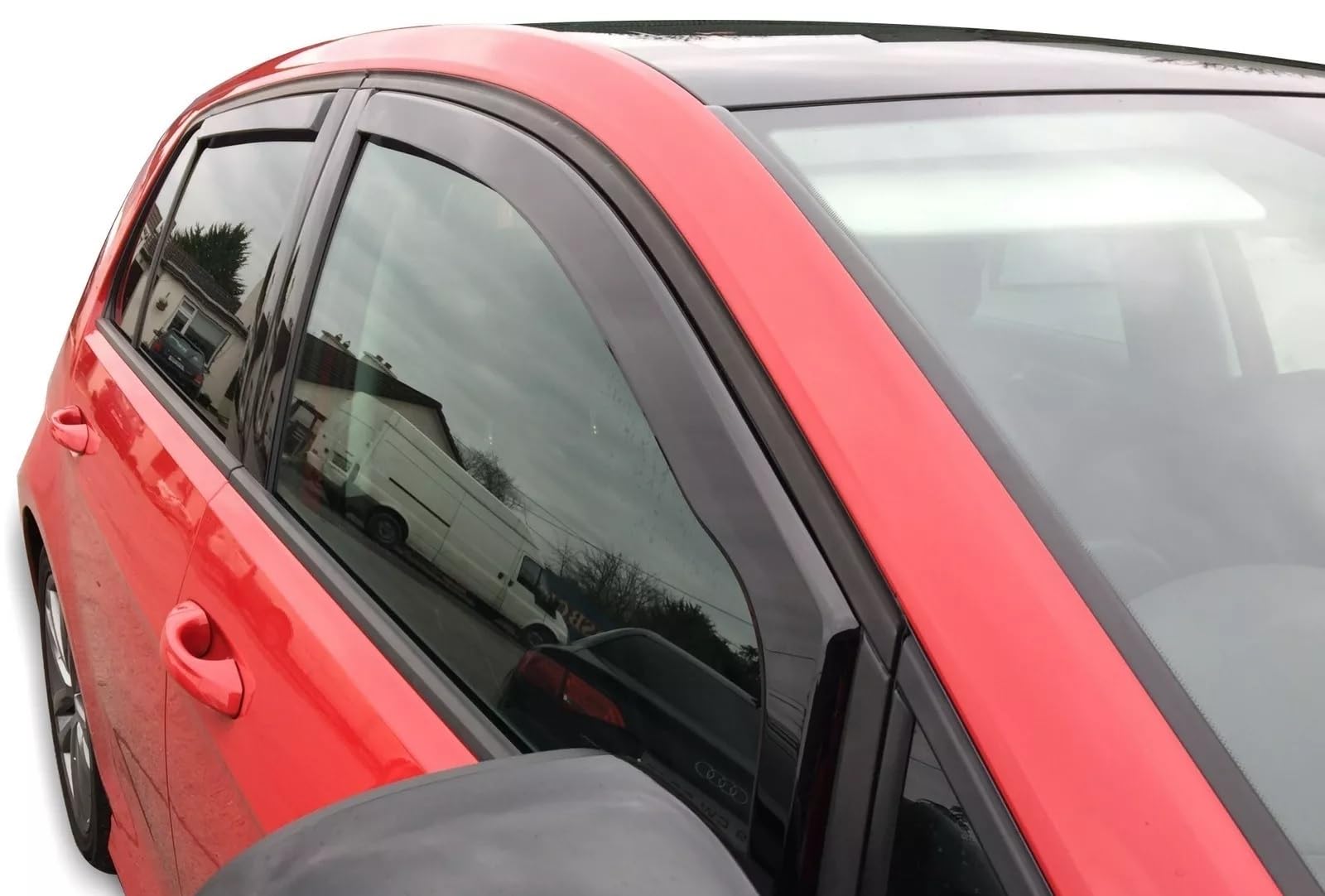 Kit 4 Deflettori Aria Nero Fumé Trasparento Antivento per Finestrini Laterali Anteriori e Posteriori Compatibile con VW Golf 7 VII 2012-2019