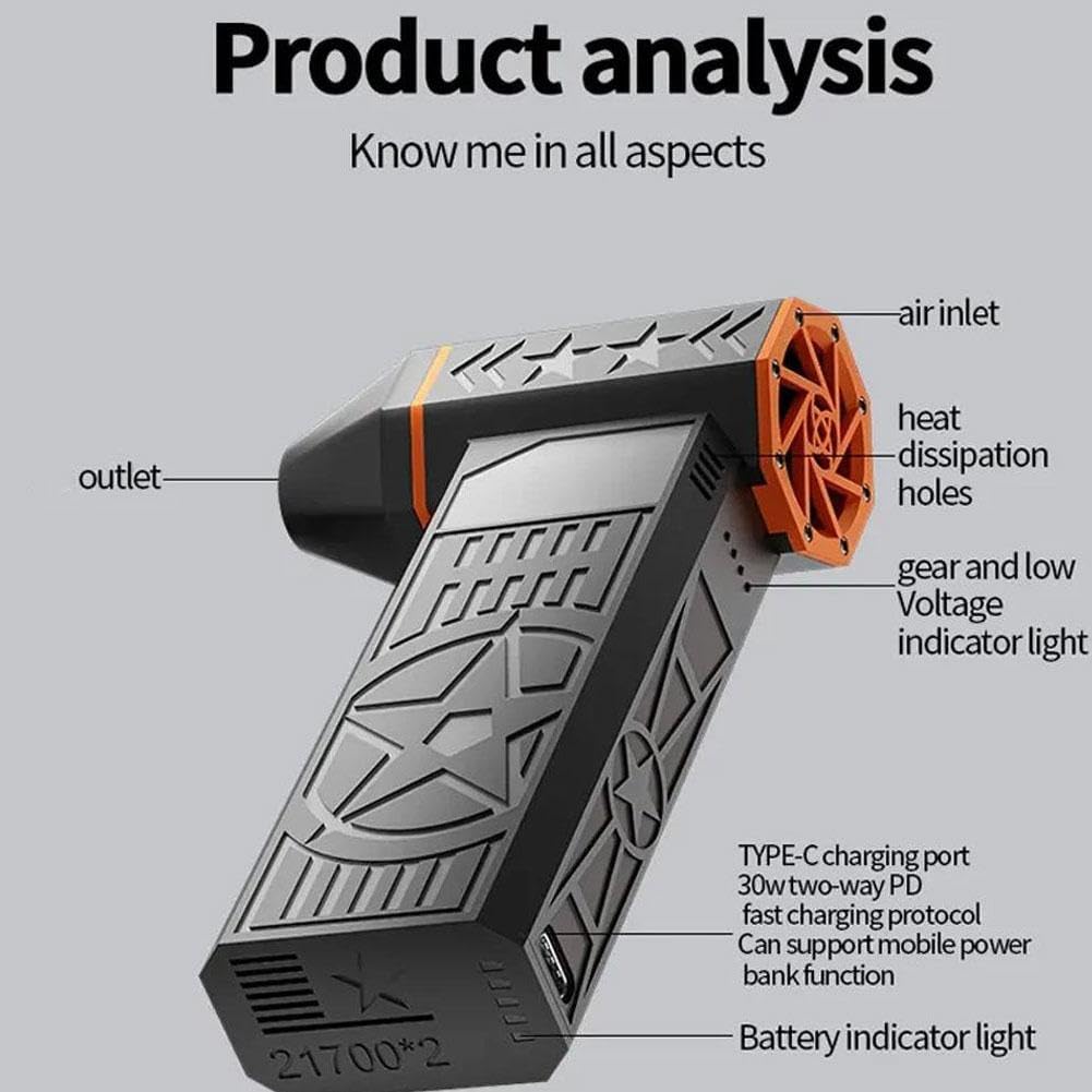 Souffleuse à neige thermique portable 5000 W avec technologie de turbine efficace utilisée pour le déneigement et le nettoyage des intérieurs de voiture avec buse et kit de collecte de poussière