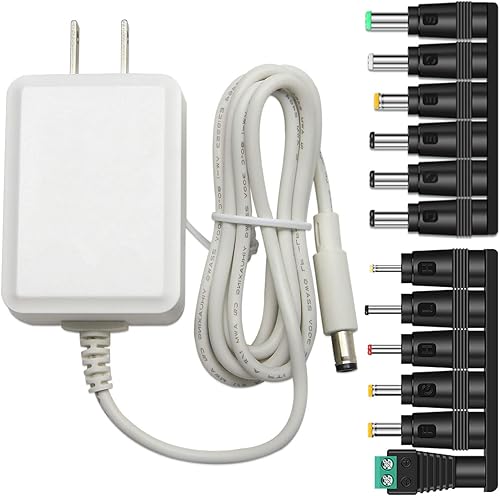Adaptador de alimentación de CA 12V DC 1A Fuente de alimentación conmutada listado UL montado en la pared con punta de 0.217 x 0.083 in y 12