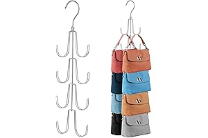 ZEDODIER Closet Bag Hanger Organizer - Space-Saving, Rotatable, Silver