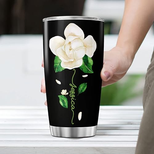 Vista 60 de CUBICER Vaso personalizado con aislamiento de lirio con tapa, nombre personalizado, regalos de Navidad para mujeres, amantes de las flores, vasos