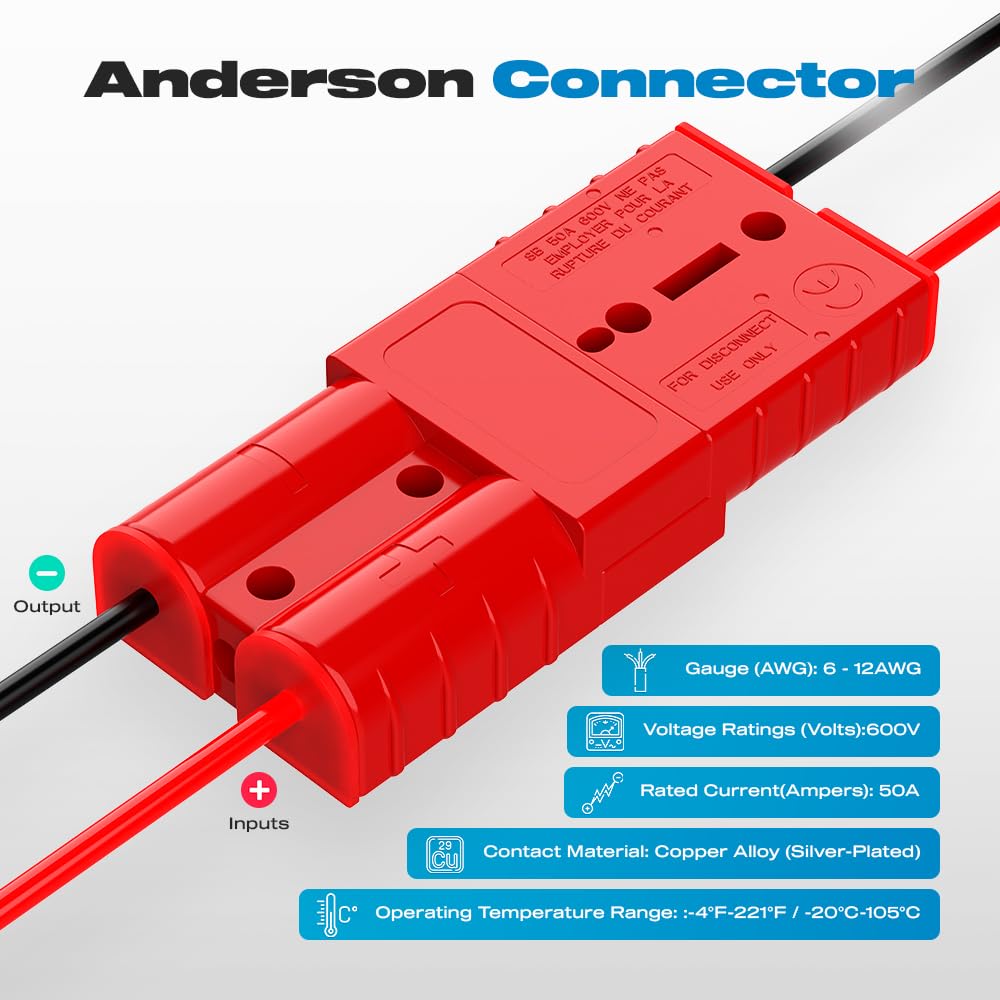 Anderson Connector, 50AMP 6-12 Gauge Battery Quick Connect With Dust Plug 12v 36v Anderson Plug Dis - View #10