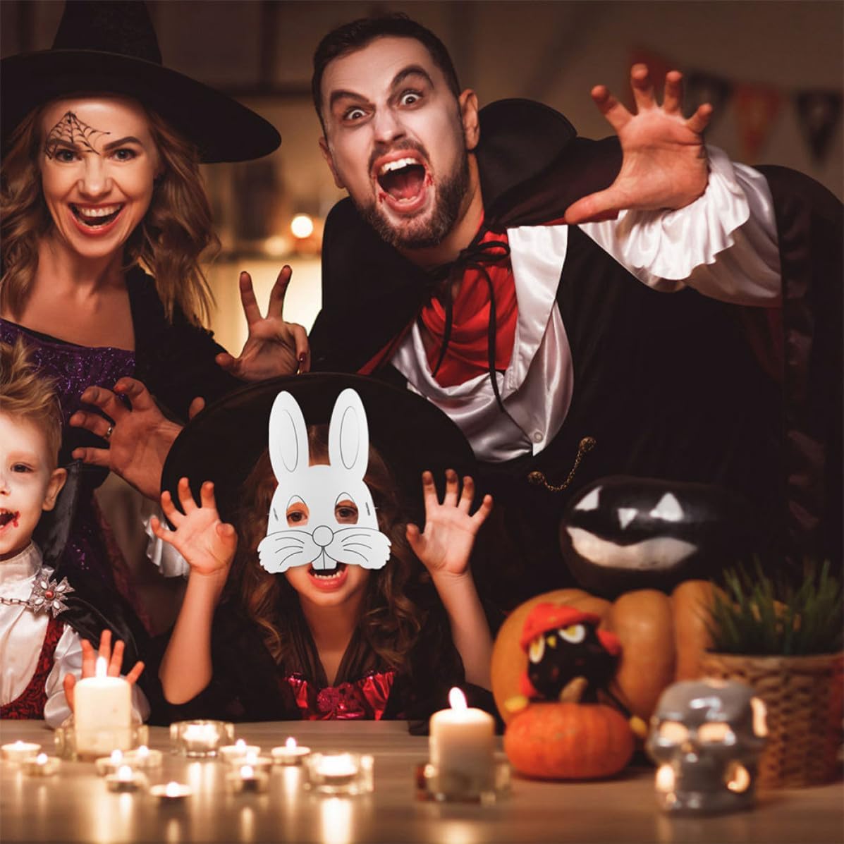 Healifty 20pcs Rabbit Mask Paper Craft Kit for Kids Halloween Party