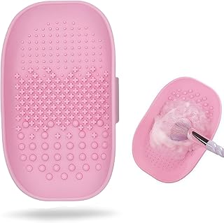 nalaina Silicon Makeup Brush Cleaning Mat with Back Strap - Portable Cosmetic Brush Cleaner Pad for Deep Cleansing, Travel-Friendly, Suitable for All Makeup Brushes & Tools
