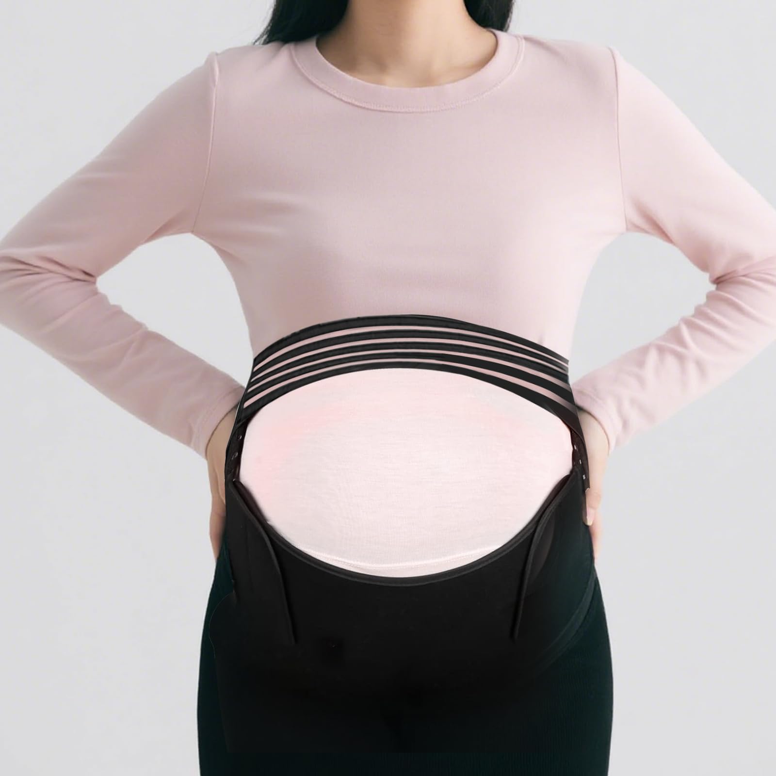 Faja Embarazada Sujeción, Banda De Maternidad Para El Embarazo, Cinturón Maternidad para Embarazo, Alivia el dolor de espalda y pélvico, Suave Transpirable (Negro,M) — view 5