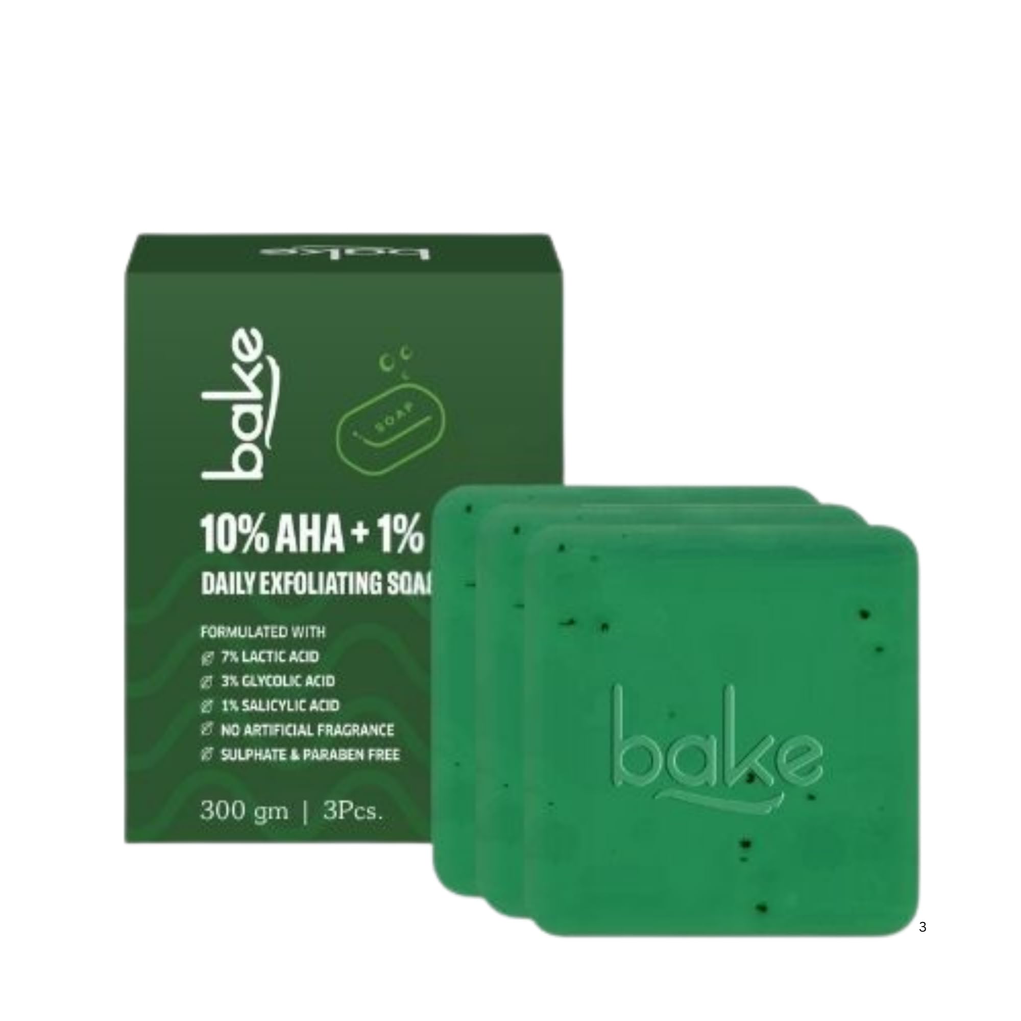 BAKE 10% AHA + 1% BHA Scrub Treatment Soap with Lactic Acid, Glycolic Acid, 1% Salicylic Acid | For Clogged Pores, Exfoliation, Strawberry Skin & Bright Underarms | Soap for Women & Men | 100g x 3 (Pack of 3)-image-21