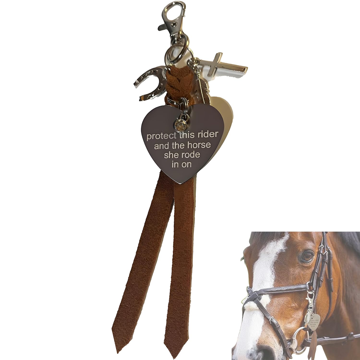 Protect This Rider And The Horse She/He Rode In On-Saddle Charm, Saddle Heart Charm Equestrian Riding Gift Horse Lovers Jewelry Gift-image-37