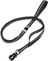 TINMARDA Heavy Duty Shock Absorbing Dog Leash 4-6FT - Reflective No Pull Leash with Traffic Handle for Medium Large Pulling Dogs (Black)