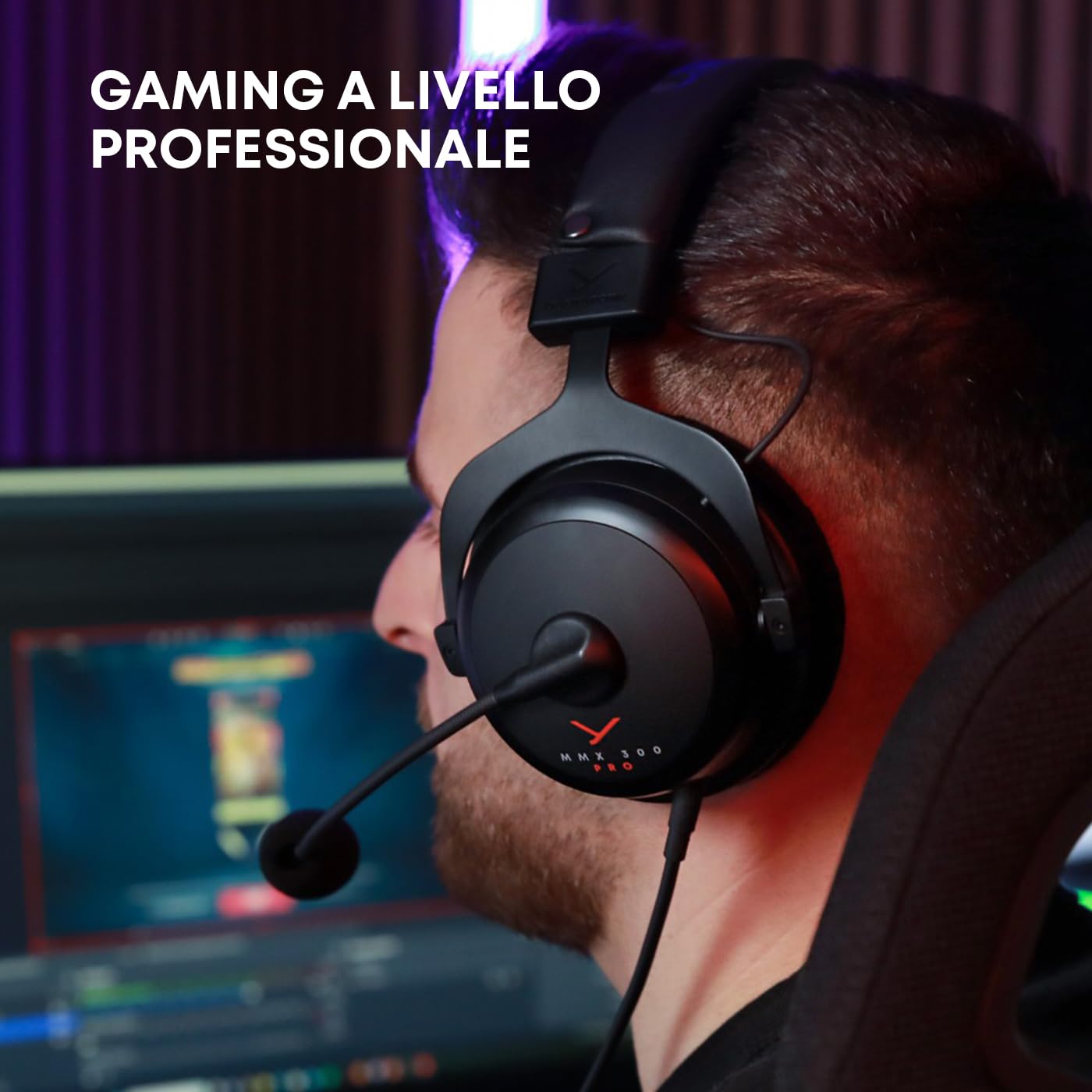 beyerdynamic MMX 300 PRO cuffie da gioco con driver STELLAR.45 e microfono a condensatore, cuffie da gioco cablate