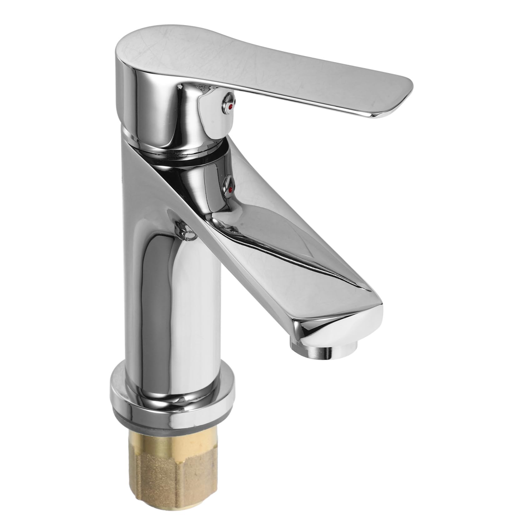 Rubinetto Monoforo Caldo Freddo in Rame Argento per Lavabo