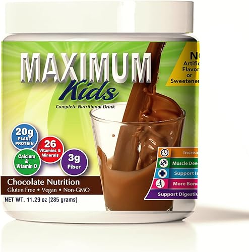 Maximum Kids - Mezcla completa de polvo orgánico. Gran sabor, fácil de usar, bebida nutricional completa con 26 vitaminas y minerales, 0.71 onzas de