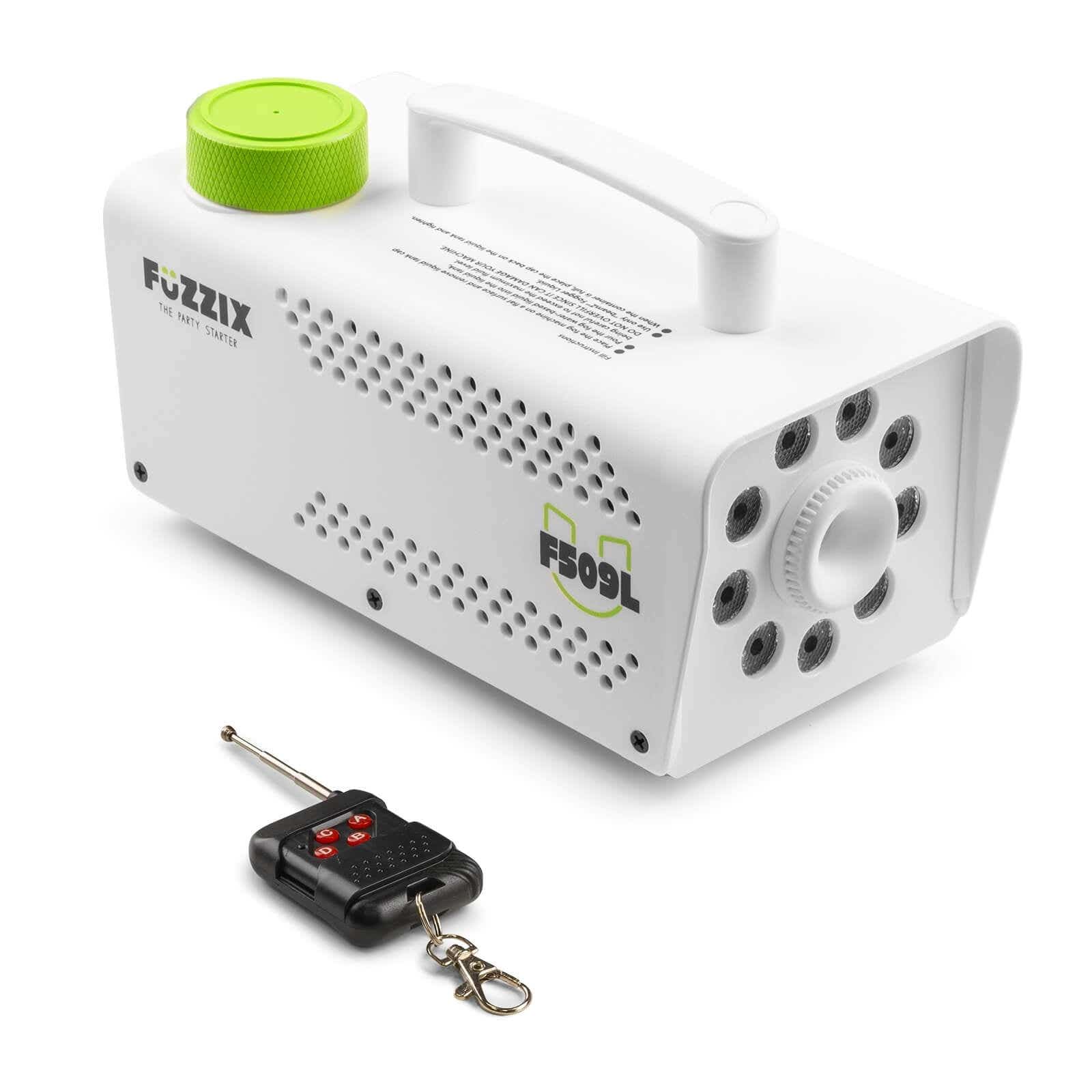 Fuzzix F509LW Nebelmaschine Mini mit LED Lichteffekt und 2 Liter Nebelfluid, 500 Watt mit Fernbedienung, Rauchmaschine Party, Smoke Machine mit 9 LEDs RGB, Hochzeiten, Nebelmaschine Halloween Party