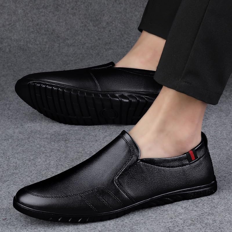 Dress Oxford Shoes for Mens Non Slip Block Heel Anti-Slip Shoe for Casual Wedding Party Prom Plain Toe Classic Slip-on Synthetic Pu Leather3