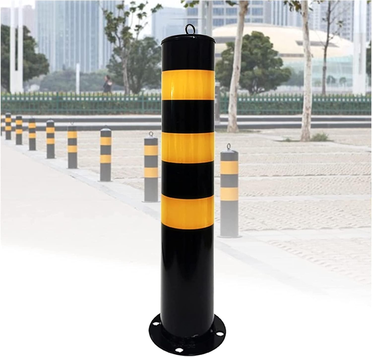 AYCDL Concrete Parking Bollards - Heavy-Duty Security Posts with Reflective Tape for Driveways, Industrial and Commercial Use,1x-55cm