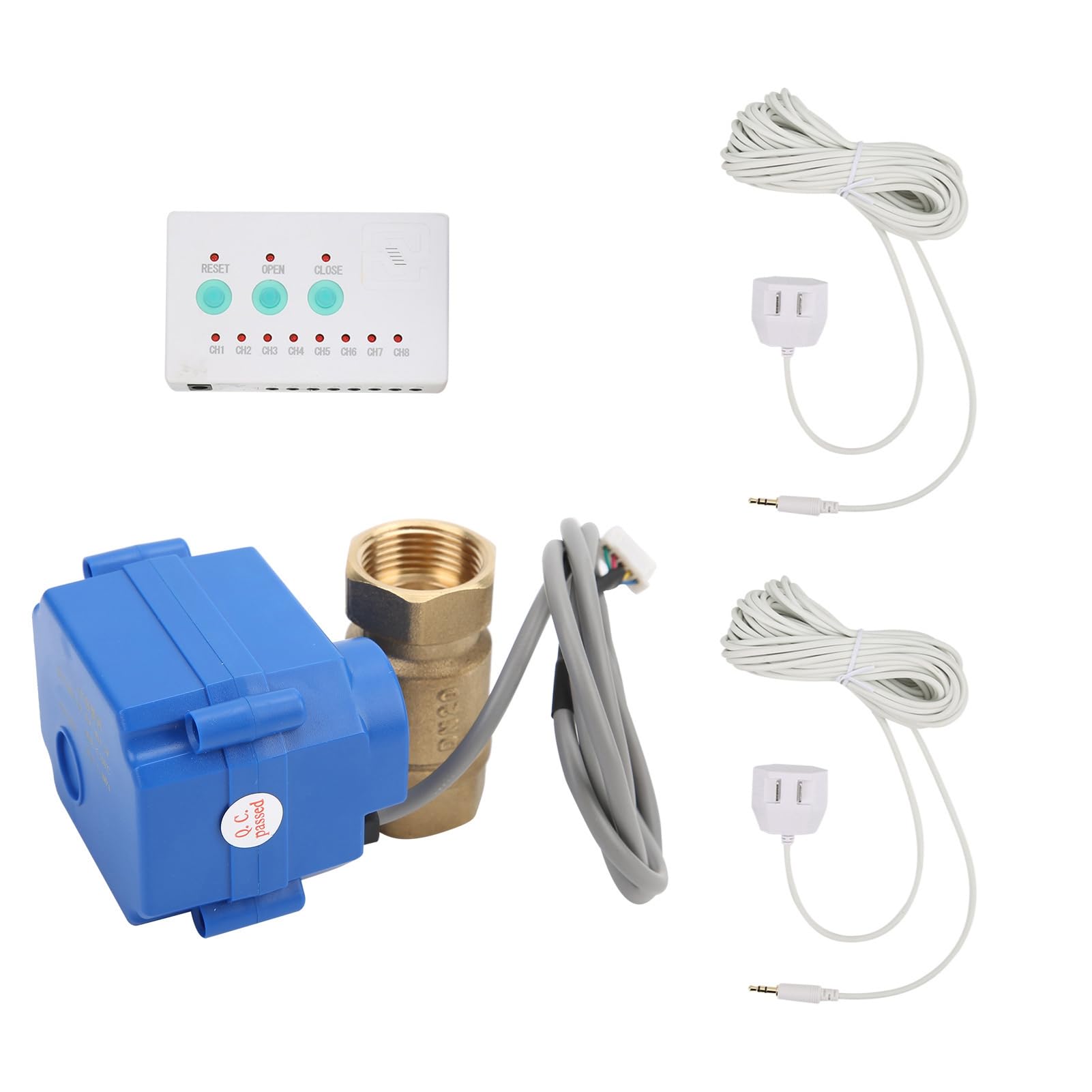 Detector de Fugas Torvex, Kit de de Alarma de detección de Fugas de Agua con válvula de Bola de latón Simple y Sensor para la protección de tuberías domésticas.