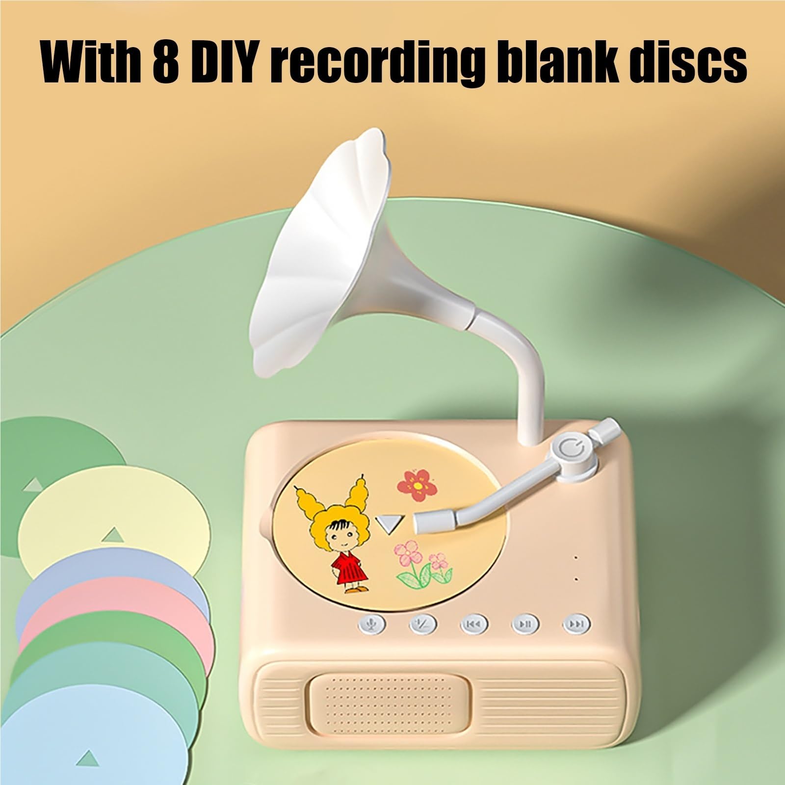 Kinder-Phonograph mit 96 Karten, Grammophon for Kinder, Lern-Plattenspieler, pädagogisches interaktives Musikspielzeug(Pink)