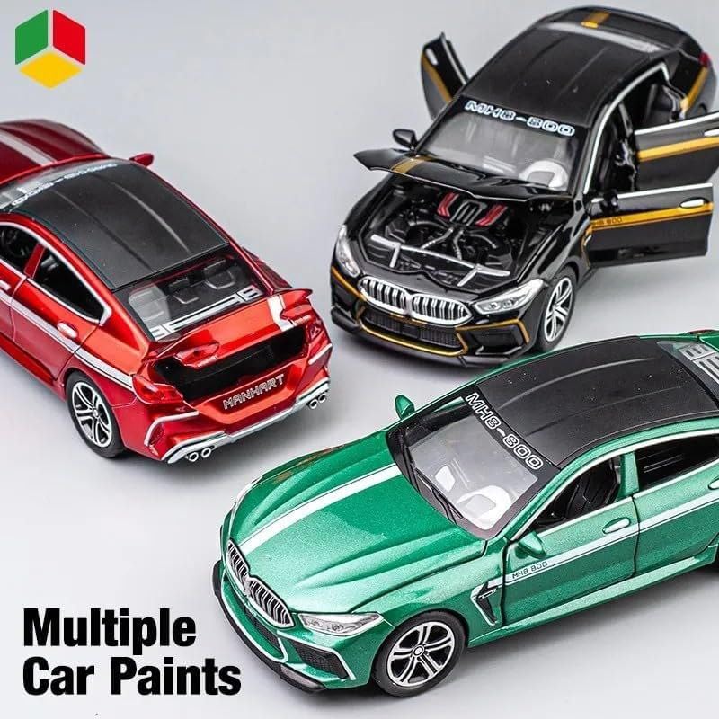 Image of 1:24 B-M-W MH8 800 Diecast Metal Pull Back Car with 6 Openable Doors with Sound and Light Toy Decoration car Best Gift Toys for Kids (1:24 B-M-W MH8 800 - Red)