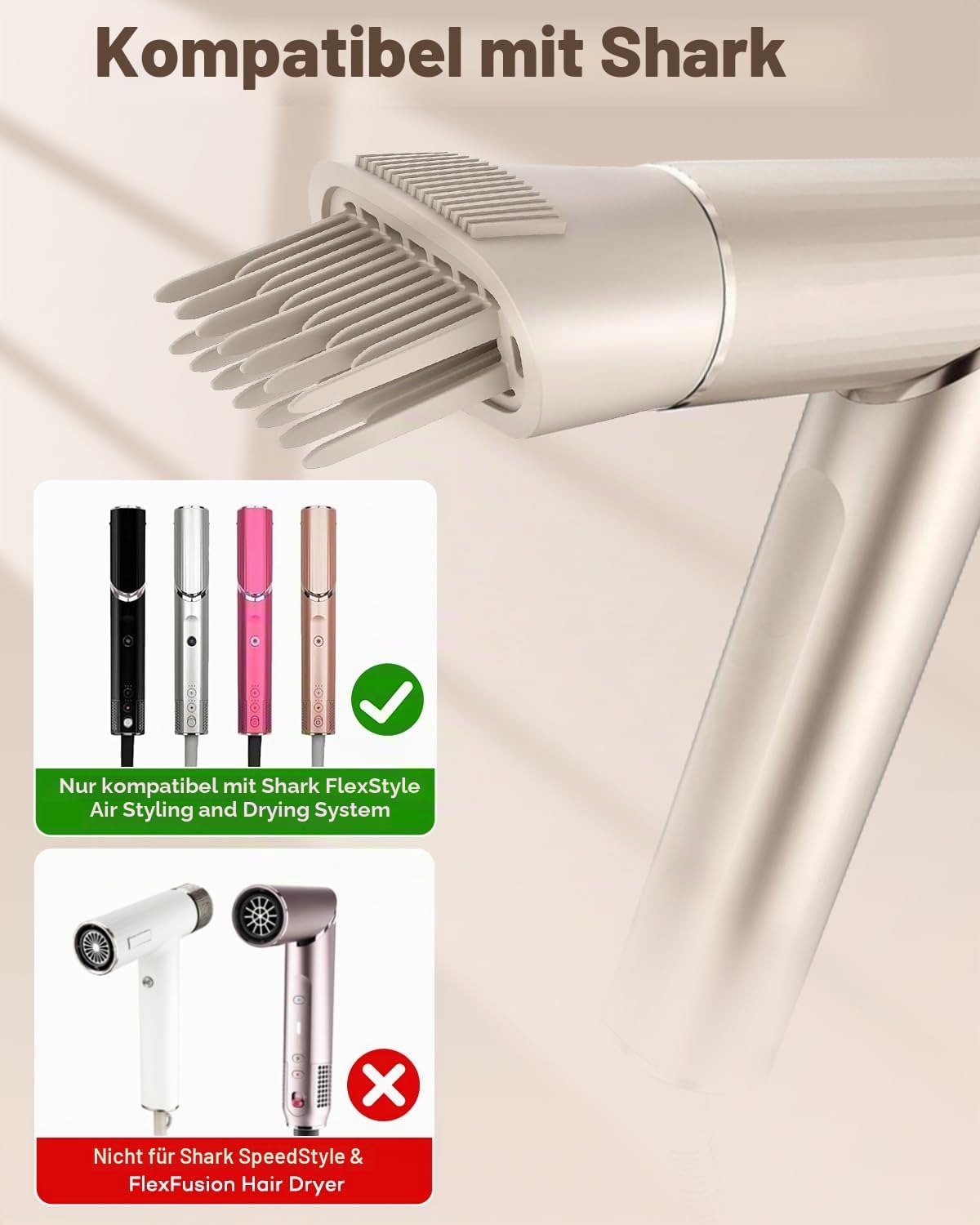 Breiter Zahnkammaufsatz für Shark XSKHD4WTCA FlexStyle, Vor-Styling-Trocknerbürste für lockiges, lockiges Haar, Haarstyler-Zubehör