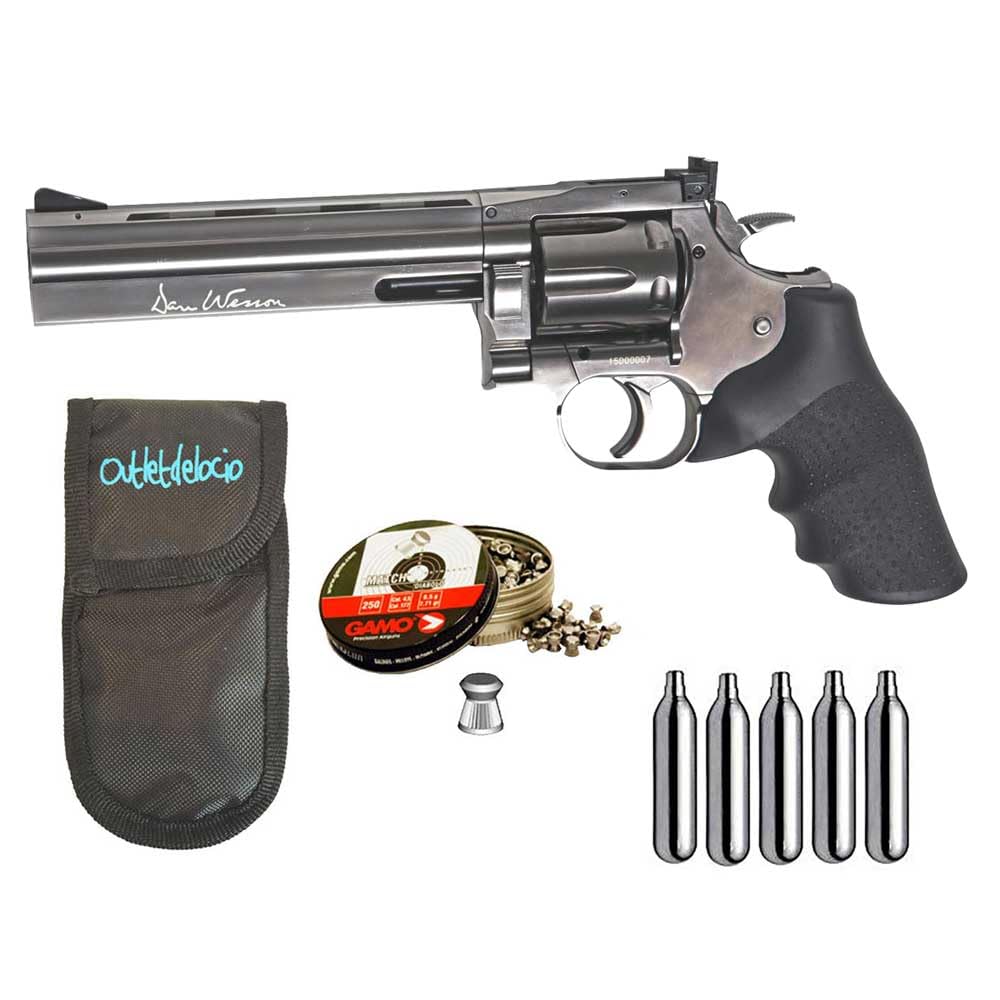 Revolver perdigon ASG18193 Dan Wesson 715 6 Pulgadas 4,5mm + Funda Portabombonas + Balines + Bombonas co2. 23054/29318/38203