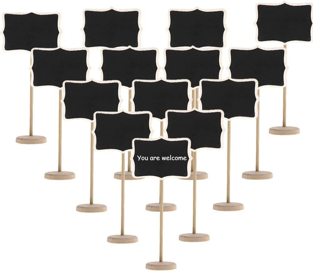 20 Pack Wood Mini Chalkboards Signs with Support Easels, Small Rectangle Chalkboards Blackboard for Message Board Signs Parties, Weddings and Special Event Decorations