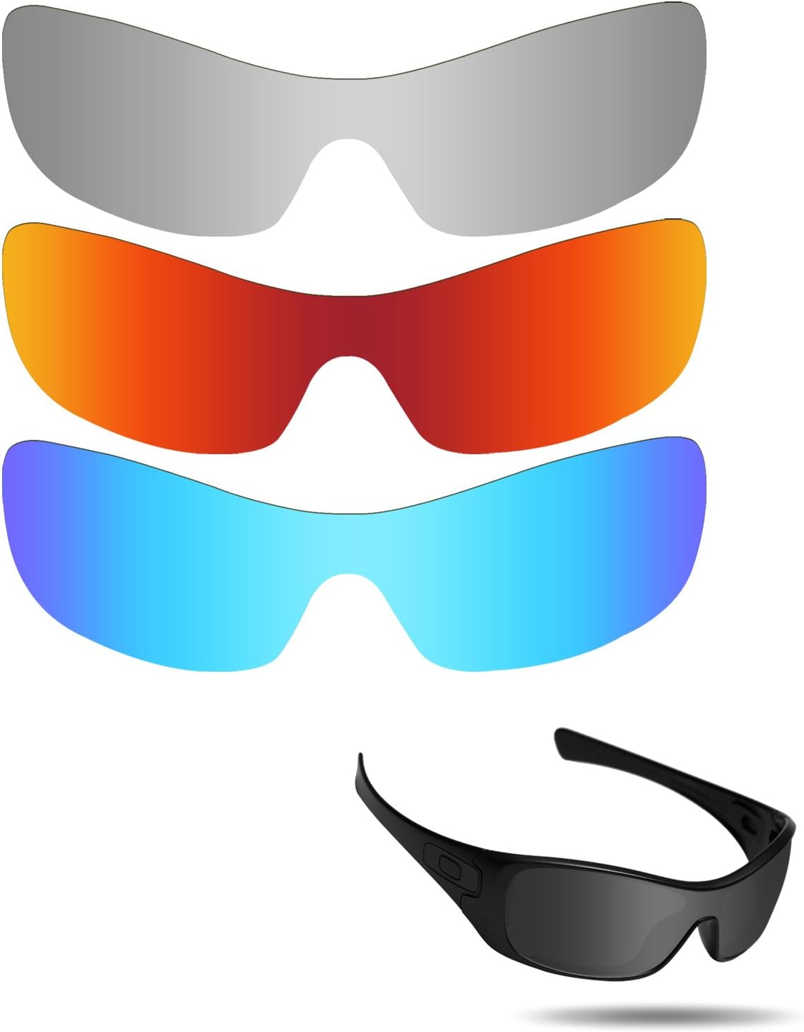 Fiskr Polarized Lenses Replacement for Oakley Antix(OO9077) Sunglasses with Anti-scratch&Anti-saltwater&Anti-dust Coating(Silver & Red & Blue)