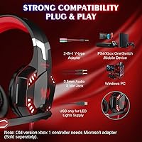 Vista 6 de VersionTECH. G2000 - Auriculares para juegos con micrófono con cancelación de ruido, luces LED, orejeras de memoria suave para PS5PS4Xbox