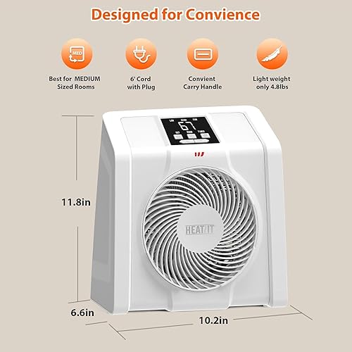 Miniatura 8 de HEATIT Calentadores eléctricos de 1500 W con termostato portátil para interiores con control de clima automático con caja perfumada BLANCO