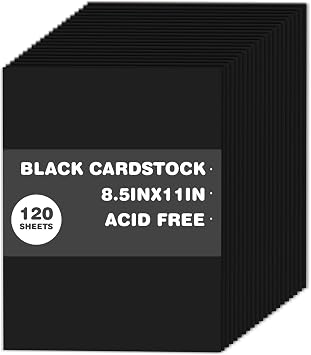 120 Sheets Cardstock 8.5x11, 65lb Black Card Stock, Construction Paper