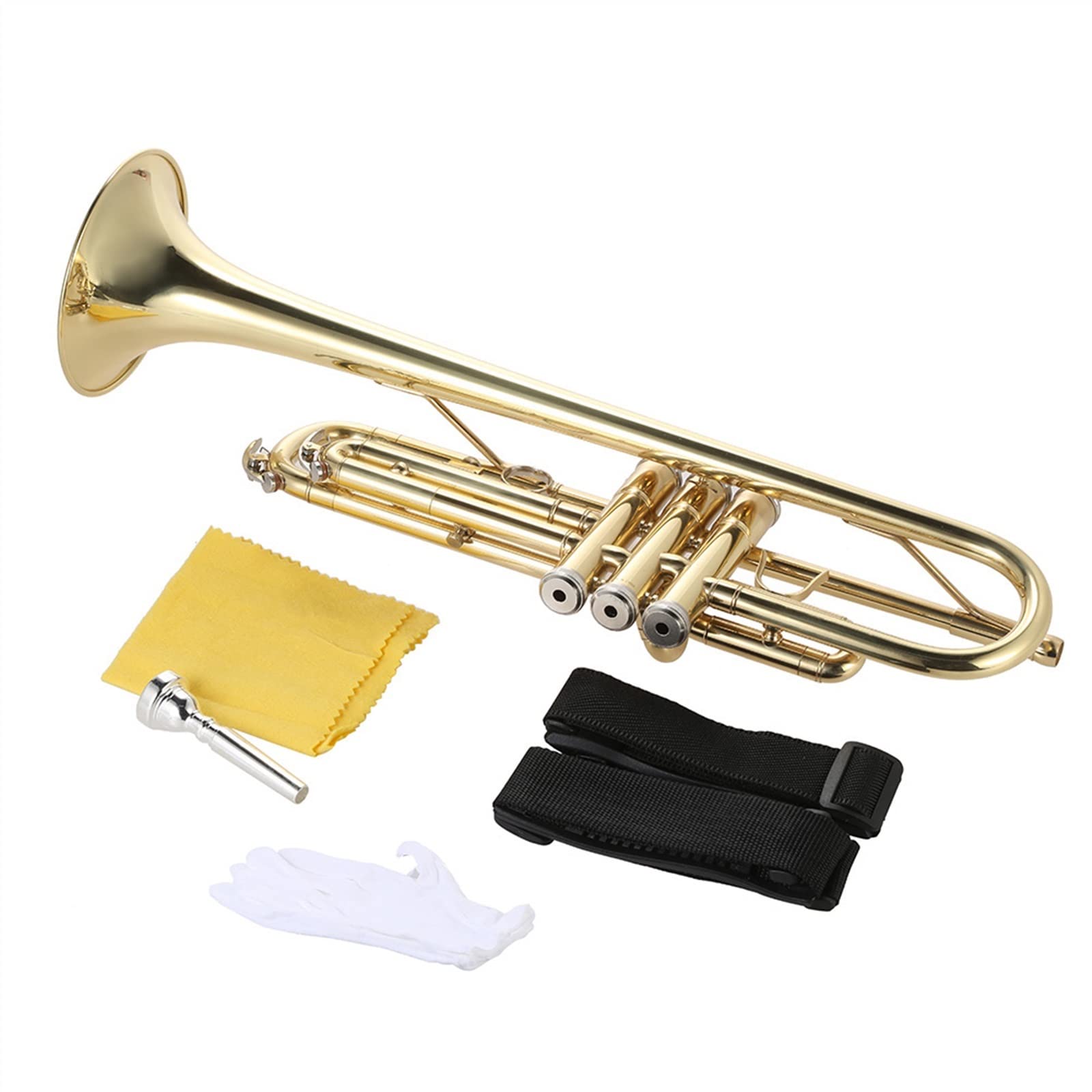 Trompetas para Estudiantes Principiantes Trompeta Musical BB B Trompeta Plana De Latón Instrumento Musical Accesorios para Instrumentos De Trompeta