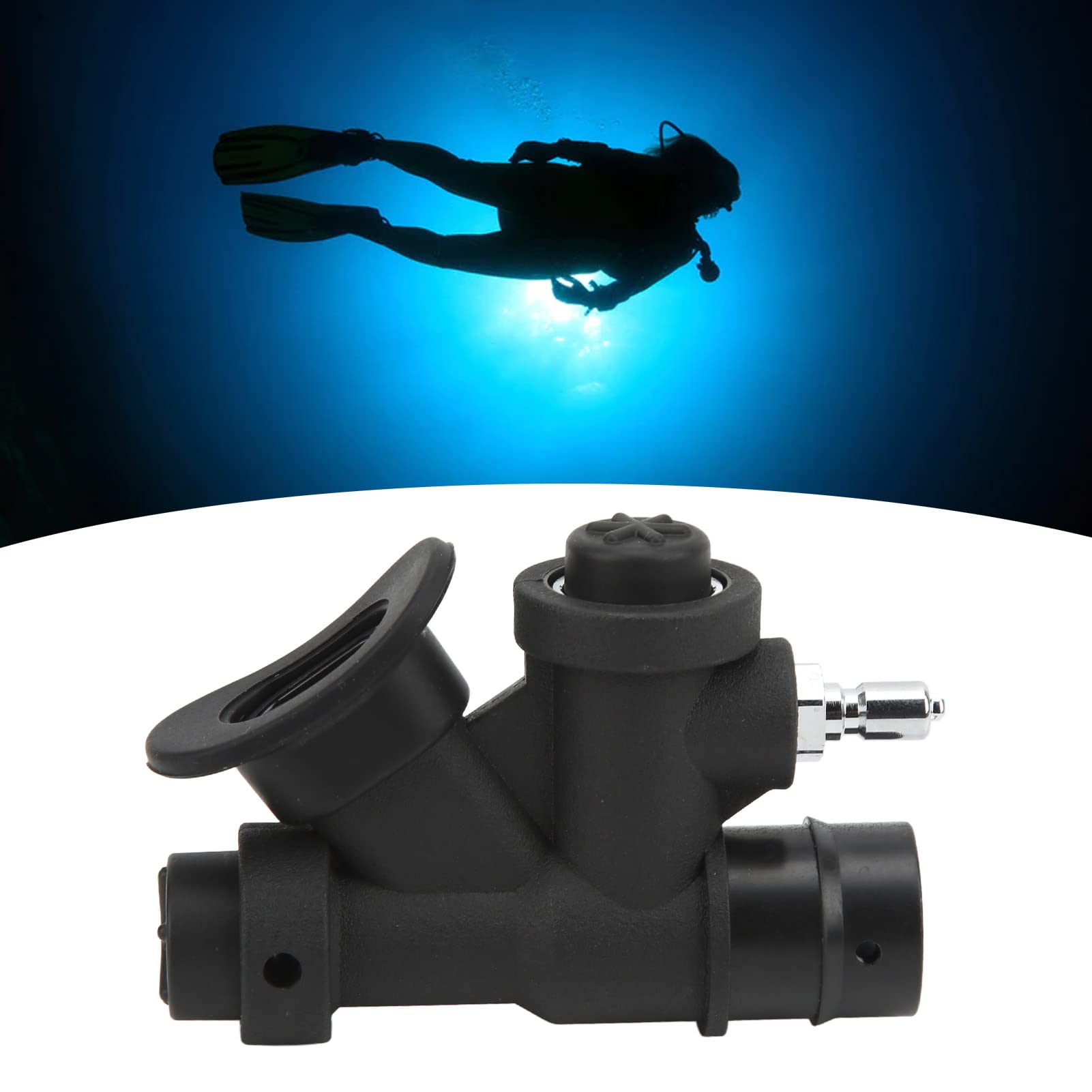 VBESTLIFE Tauchen Inflator, Universal 45 Grad Oral Power Inflator K-förmiges Ventil Entlastungsventil für Standard 1 Zoll Schlauch
