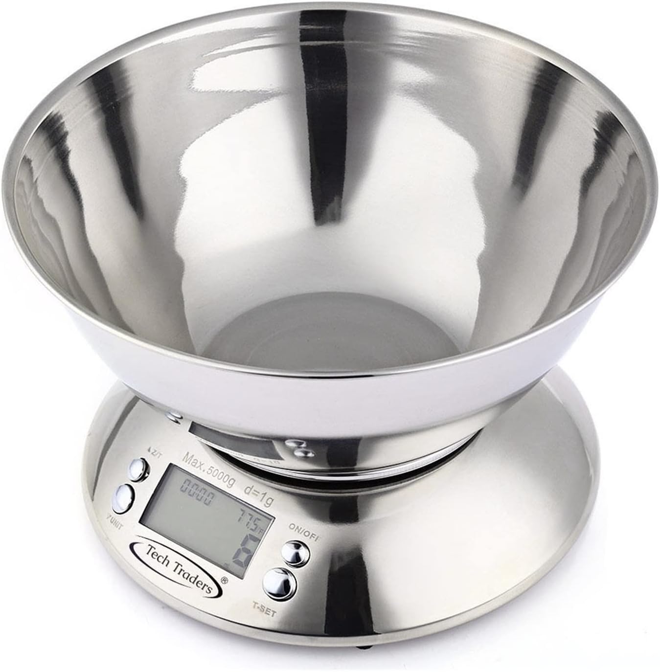 Kitchen Scale Stainless Steel Bowl Kitchen Scale, 5Kg, with Time Alarm, Digital Food Kitchen Measuring Tool Kitchen Supplies