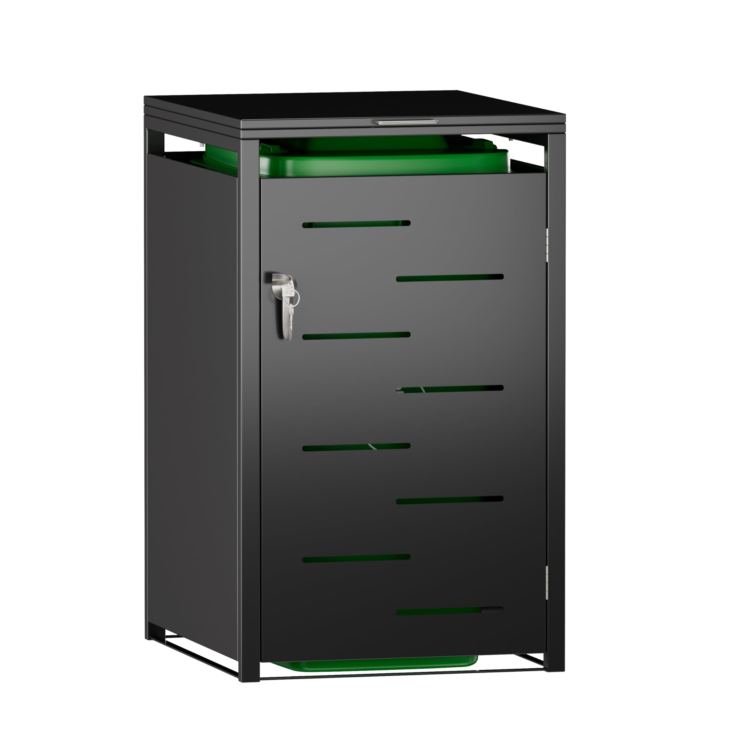 SUPEER Cache-poubelles 2 et 1 compartiments | jusqu'à 240 litres | noir | acier galvanisé | amortisseurs premium | résistant aux intempéries | tiges hydrauliques | poignée de porte avec serrure |