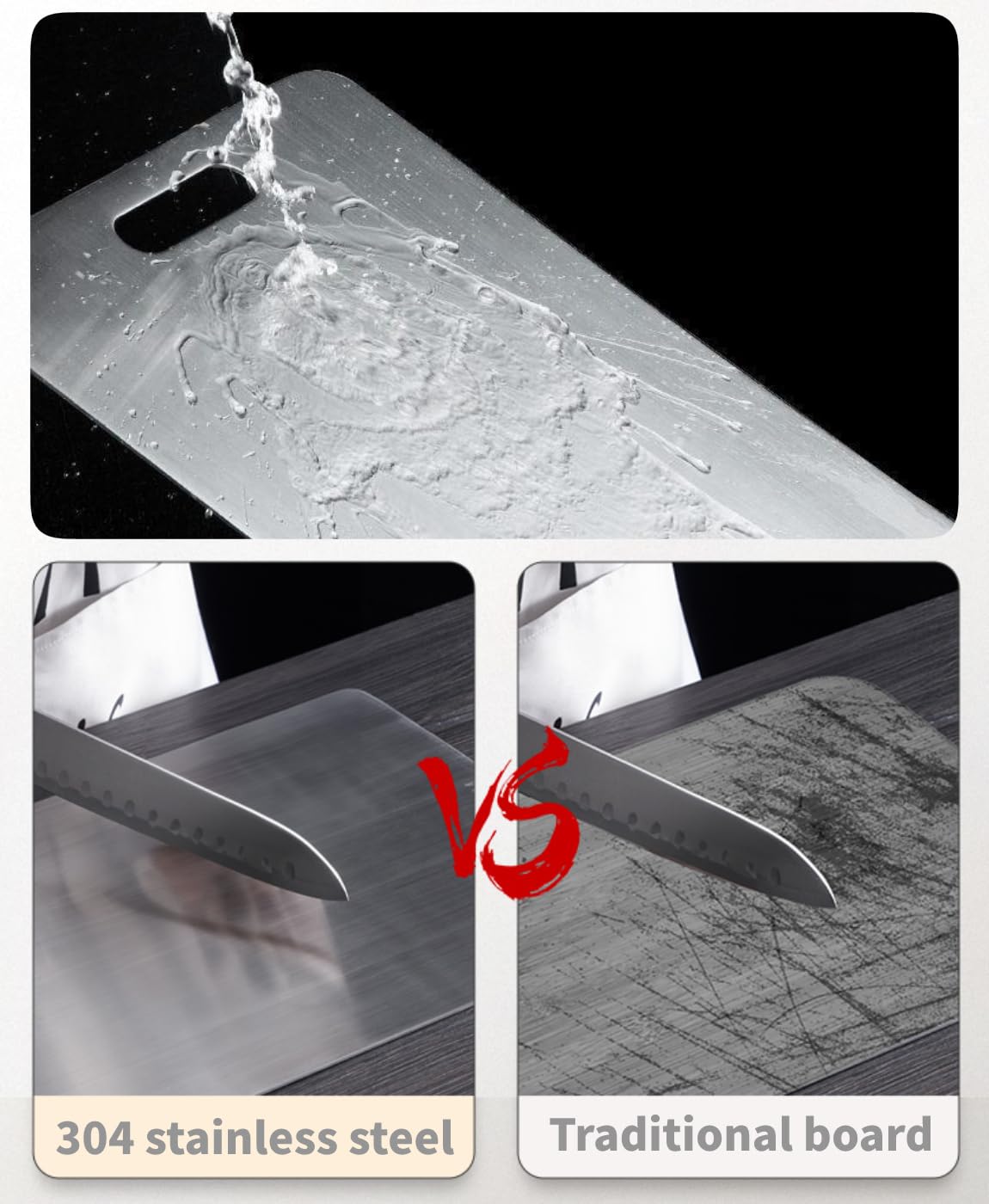 Snijplank titanium, 2024, eersteklas titanium snijplank, roestvrij staal, vaatwasmachinebestendig, garanderen de oorspronkelijke smaak van de ingrediënten (39 x 28 cm
