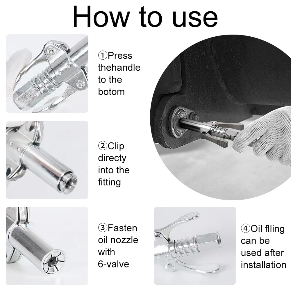 Pistola Per Grasso Con Accoppiatore Autobloccante - Doppia Maniglia, Alta Pressione - Foto 10