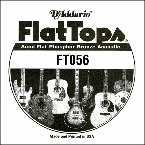 D’Addario FT056 Corde seule en bronze phosphoreux avec filet demi-plat pour guitare acoustique Calibre .056 - Les Beatles, Paul McCartney, John Lennon, RIngo Starr, George Harrison D'Addario FT056 Corde seule en bronze phosphoreux avec filet demi-plat pour guitare acoustique Calibre .056