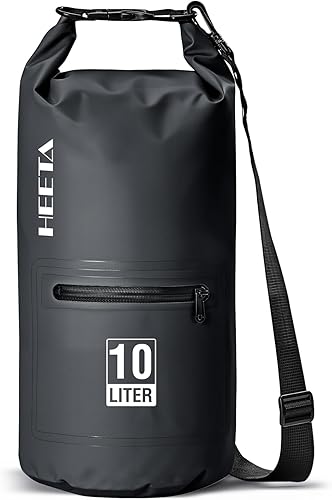 HEETA - Bolsa impermeable con bolsillo frontal con cremallera para mujeres y hombres, 5 L/10 L/20 L/30 L/40 L, mochila de almacenamiento seca y