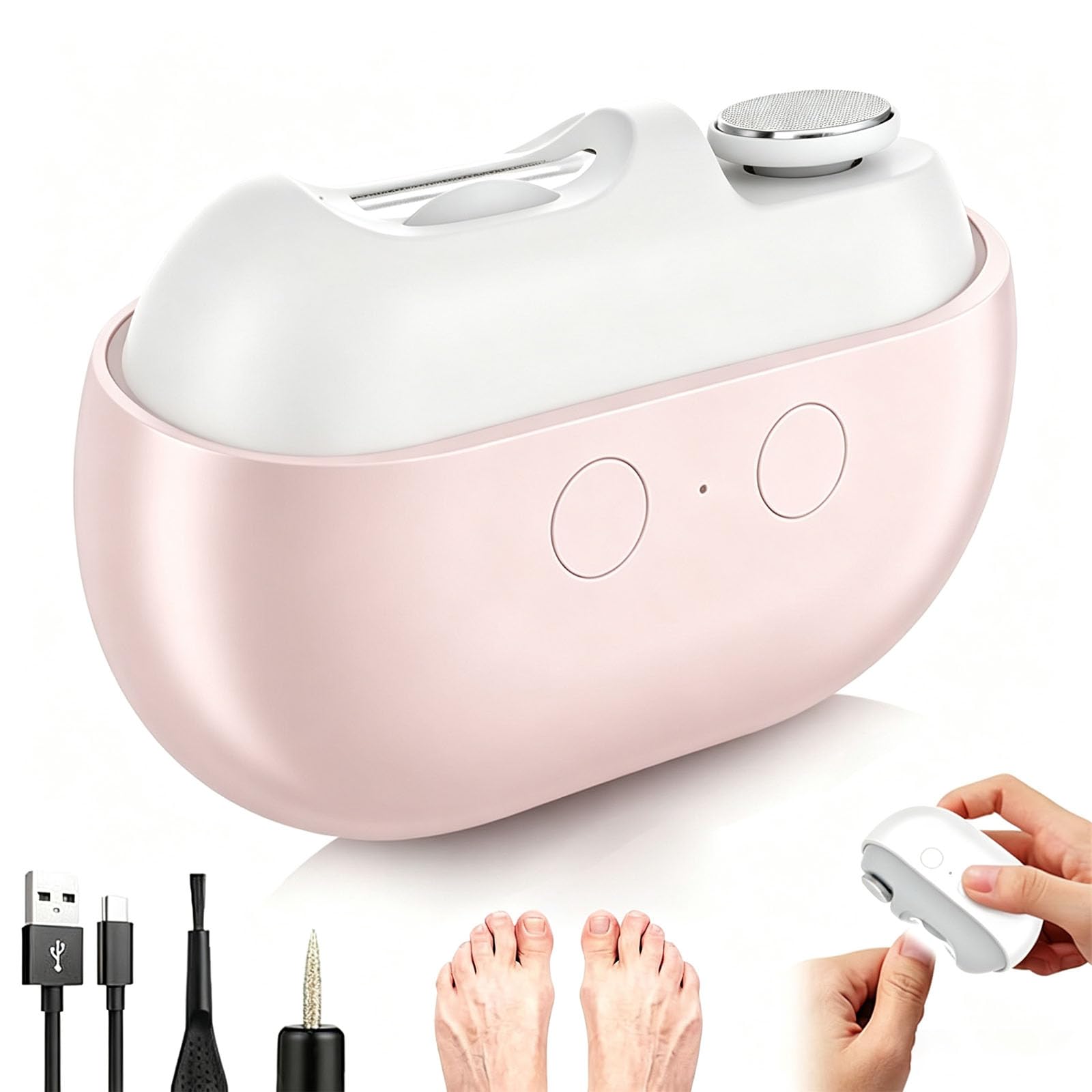 Coupe Ongles Électrique Pied et Main, Pour Ongle Durs et Épais，Rose
