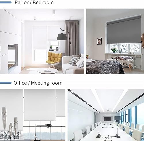 Miniatura 7 de Persiana enrollable motorizada con control remoto, 100% opacidad, persiana inteligente para Windows, compatible con Alexa y Google Home, batería
