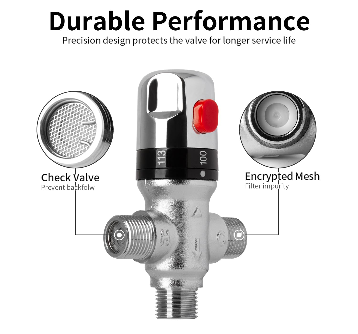 Válvula mezcladora termostática, válvula de control de temperatura del agua roscada NPT de 3/4, latón galvanizado, para ducha de baño, grifo de cocina, baño, lavandería
