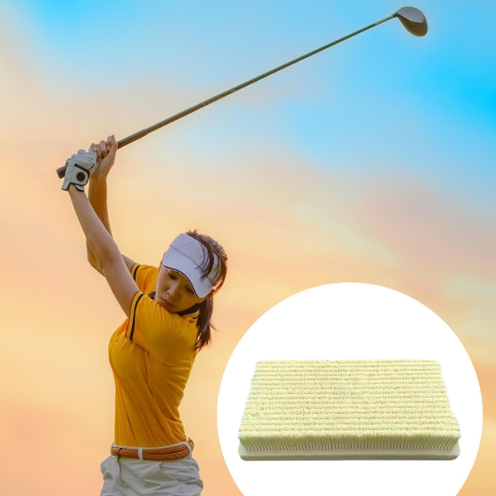 QSTDGVPW Golf Bunker Practice Mat for Sand Chipping Portable Golfer Indoor Outdoor Golfing Supplies Accessory Practice Hitting Mat, Yellow