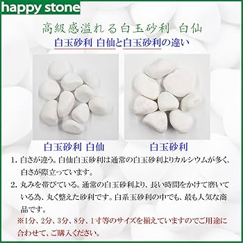 玉石 美術品 TAIKOH 高級白玉石 白仙 8分 20-25mm 10kg 化粧砂利 ホワイト 白