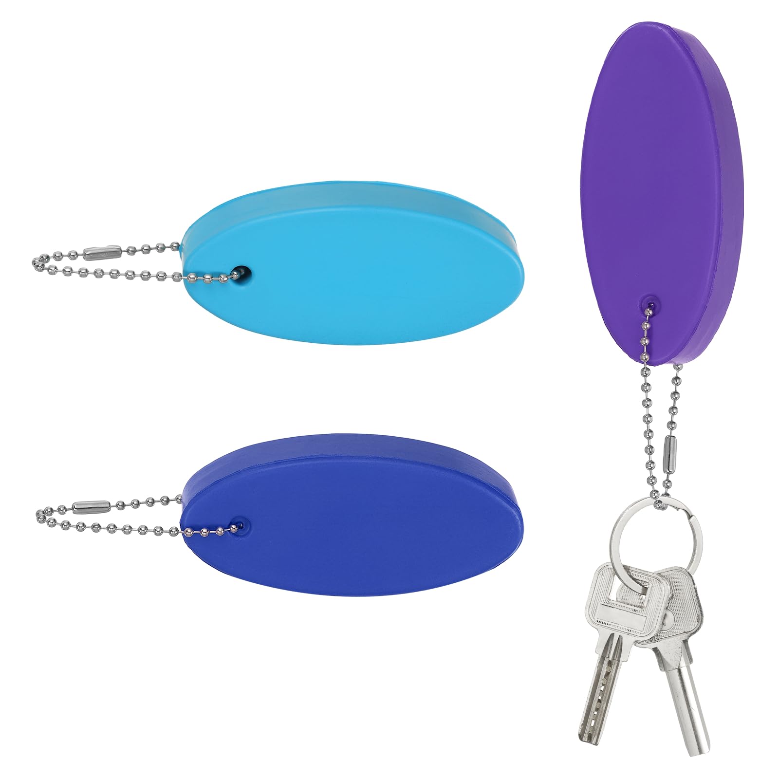 YELARXI Floating Keychain, Bright Color Key Float Keyring Holder Waterproof Float Boat Keys Pendant 3Pcs & Blue/Sky Blue/Purple-Fitting For(Boating/Fishing/Swimming/Kayak/Water Sports)