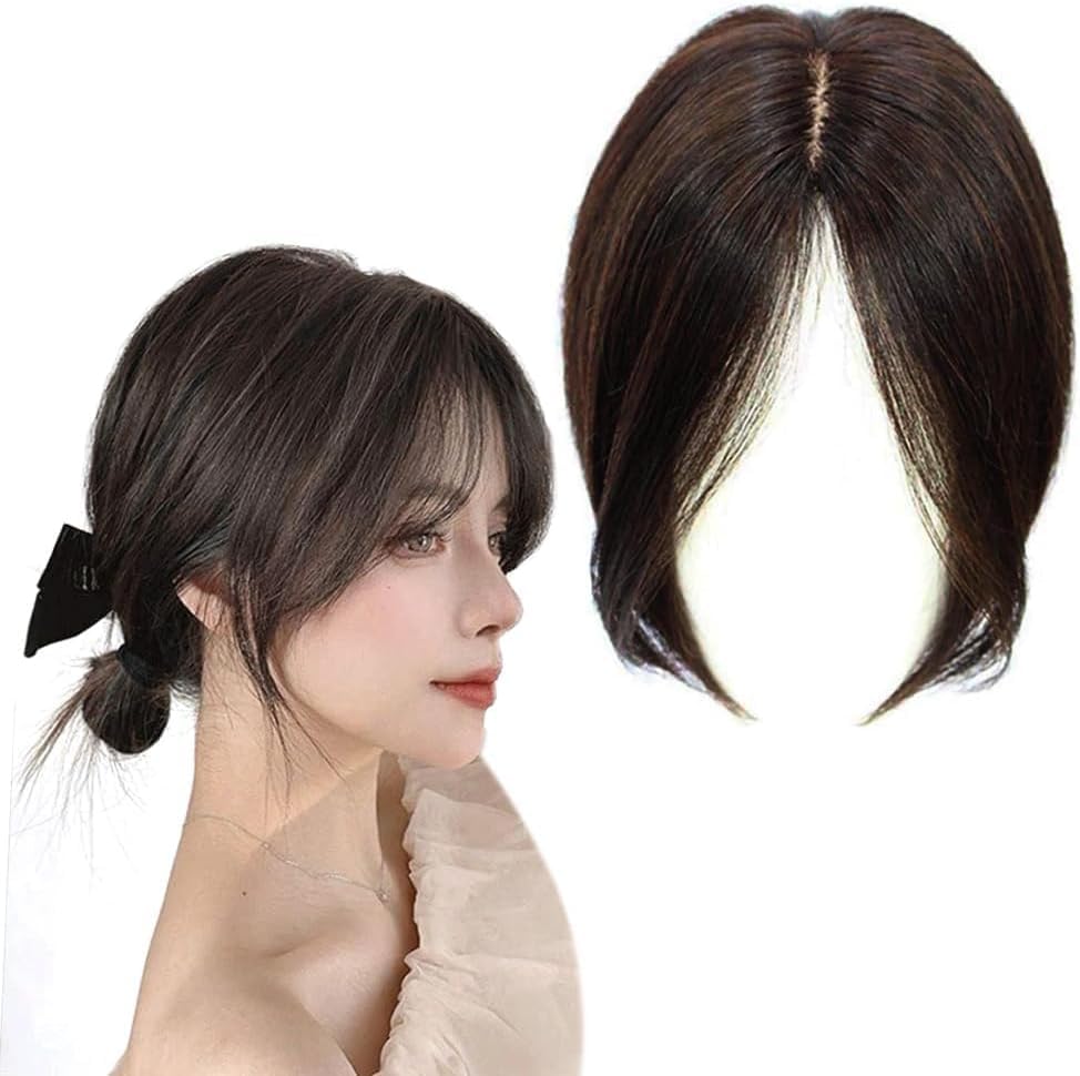 Topper Middle Side Part Hair, Hairs Toppers for Women Hair No Bangs (Dark Brown)