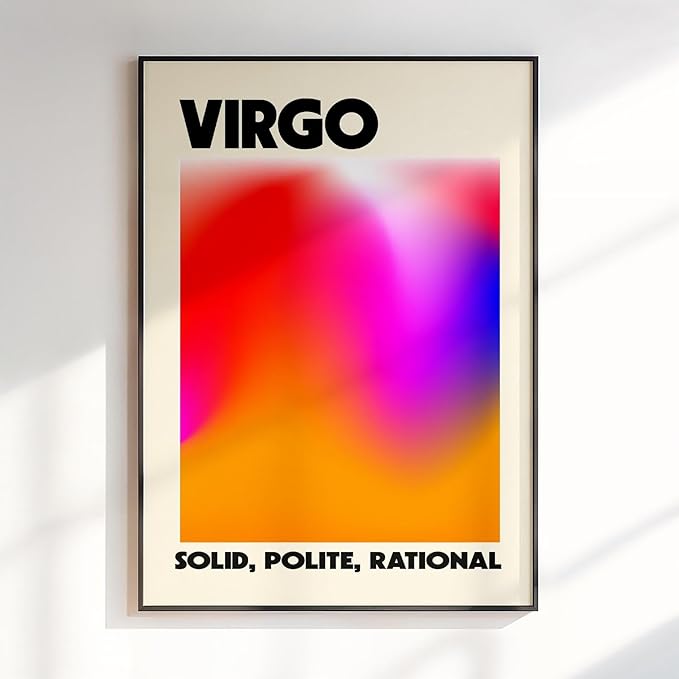 Virgo Zodiac Wall Art Print featuring a vibrant gradient abstract design and a stylish astrology gift for home decor in living rooms and bedrooms