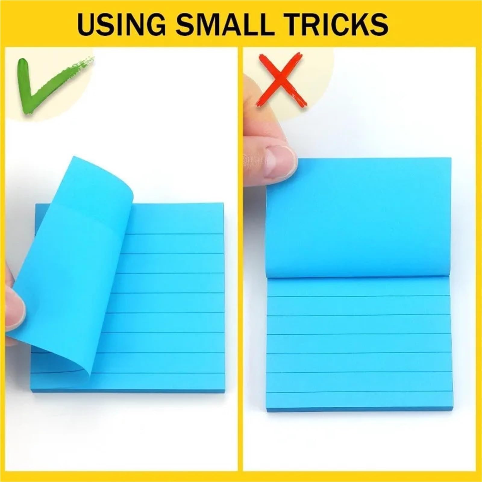 Post-It Haftnotizen, liniert, 7,6 x 7,6 cm, Haftnotizen mit Linien, selbstklebende Notizblöcke, 8 helle bunte Farben, 45 Blatt/Block