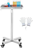 Vista 9 de VEVOR Mayo Stand, Bandeja Mayo de Acero Inoxidable, Capacidad de Carga hasta 36 libras, Altura Ajustable 31.9"-55", Bandeja Médica con Ruedas