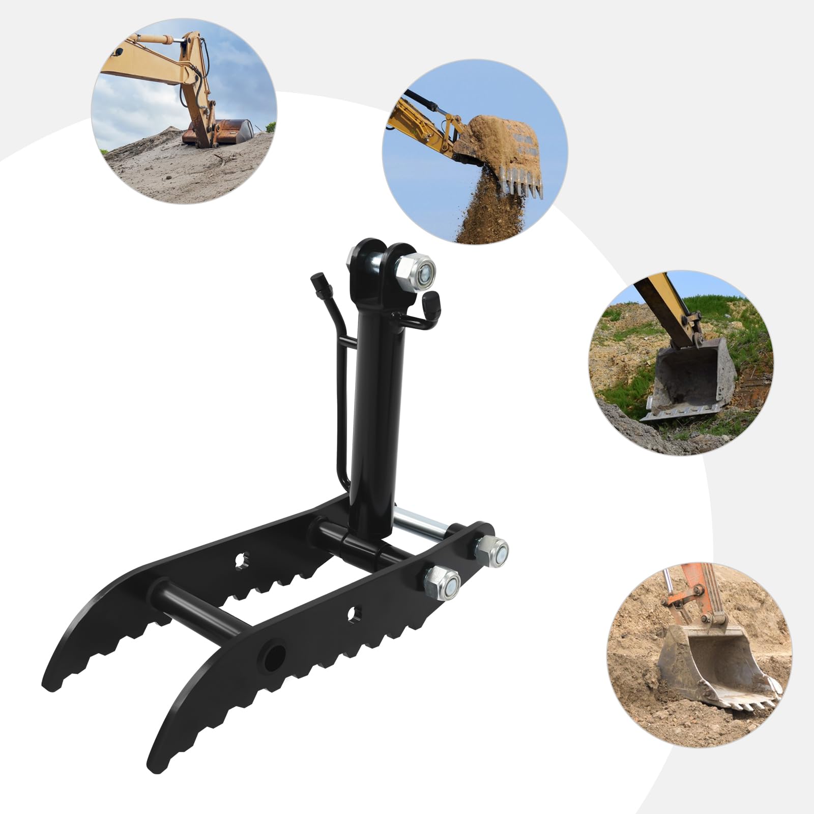 Excavatrice hydraulique pouce, accessoires pour mini pelleteuse, clip de pouce hydraulique, pince hydraulique à trois trous avec deux tuyaux d'huile pour mini pelle 0,8-1,5 T