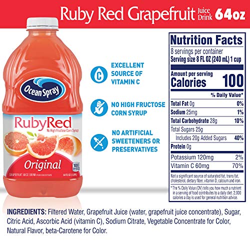 Ocean Spray Ruby Red Grapefruit Juice Drink, 64 Ounce Bottle Juicing