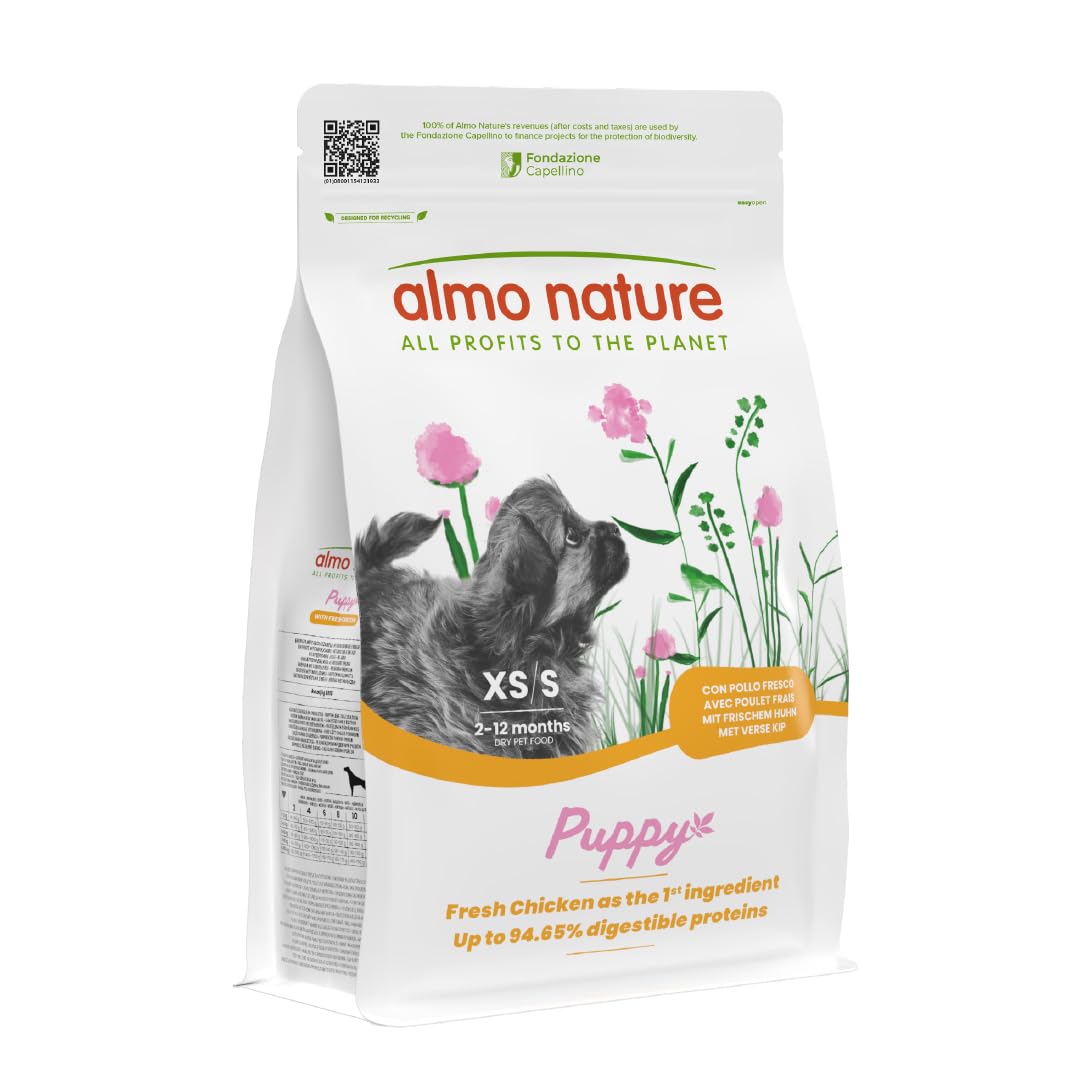 Almo Nature Puppy Croquettes pour Chien XS-S au Poulet 2 kg – Aliment Complet pour Chiots de Petite et Très Petite Taille
